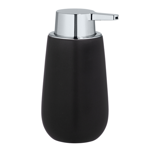 Wenko zeepdispenser badi zwart mat keramiek 320ml - zeeppompje vrijstaand en navulbaar - badkamer toilet keuken