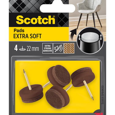 3m 1070705 - scotch® extra soft felt pads to nail bruin ø 22 mm | 16 stuks