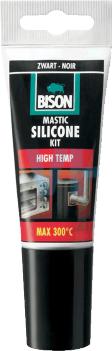 Bison siliconenkit high temp tube 60 ml, hittebestendig tot 300°c, makkelijk verwerkbaar, zwart, kleurvast, blijvend elastisch, makkelijk te verwerken, hittebestendig