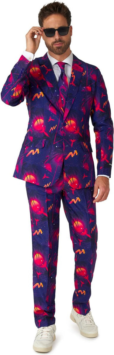 Suitmeister retro neon navy - heren pak - carnavalskleding - kostuum - blauw - maat xl