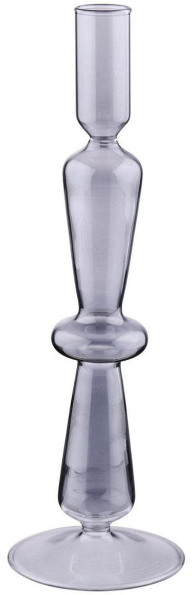 Arti casa kandelaar voor dinerkaars - kaarsenhouder woondecoratie voor binnen - ø8,5 x 26,5 cm - grijs - glas
