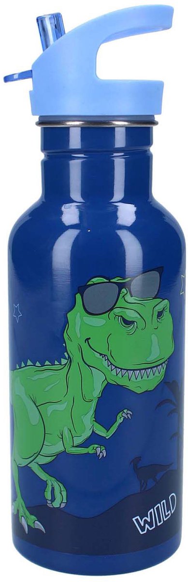 Load image into Gallery viewer, Vadobag prêt dino drinkfles en schoolbeker - blauw - stainless steel - 500 ml
