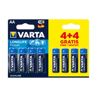 Varta batterij aa 4+4 alkaline longlife power | 20 stuks