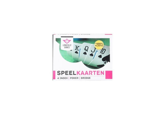 Longfield speelkaarten 100% plastic, 2 sets in kunsstof doos