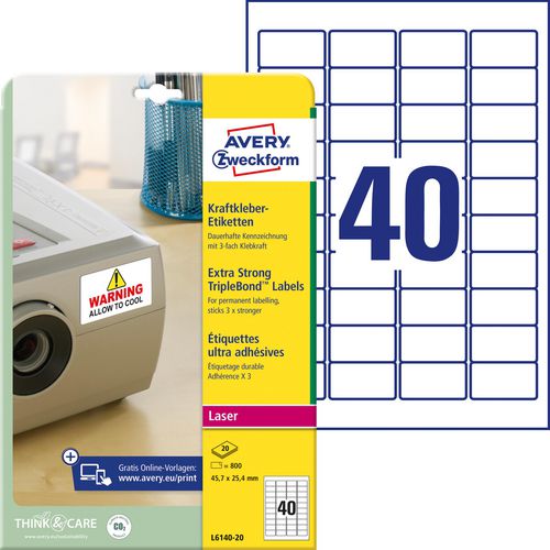 Multifunctionele etiketten avery zweckform l614020 800 stuks