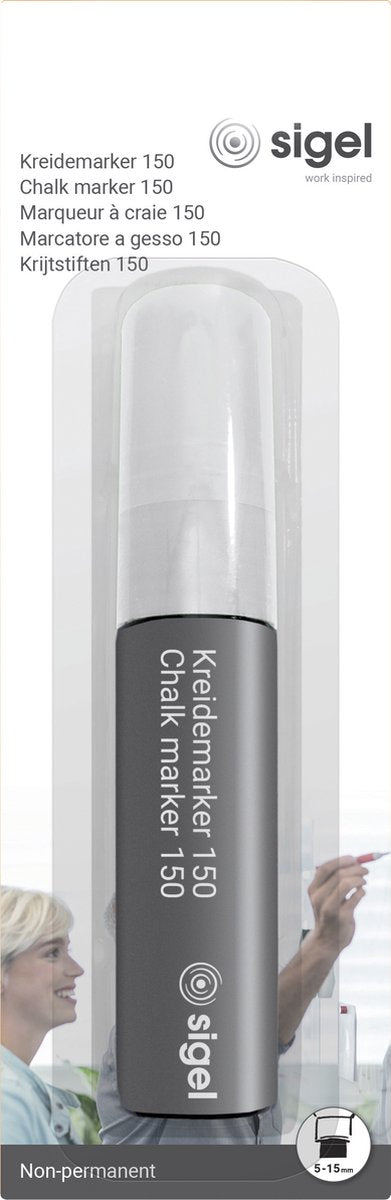 Sigel krijtstift - beitelpunt 5-15mm - wit - si-ba171