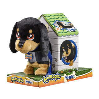 Goliath animagic waggles knuffel hond - zwart - interactieve knuffel - wandel en communiceer met waggles