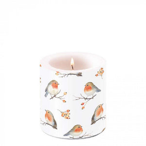 Ambiente kaars klein robin family- ø 7,5 - h 9 cm- paraffine- â± 35 uren branduren