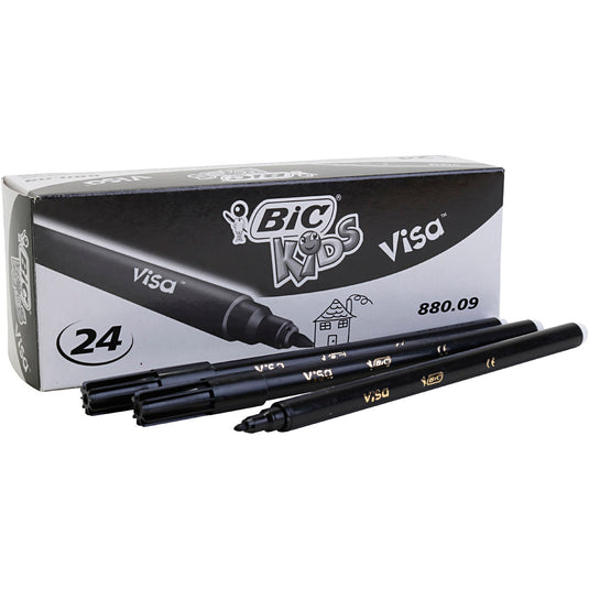 Bic visa fijne marker, lijndikte 0,7 mm, zwart, 24 stuk 1 doos