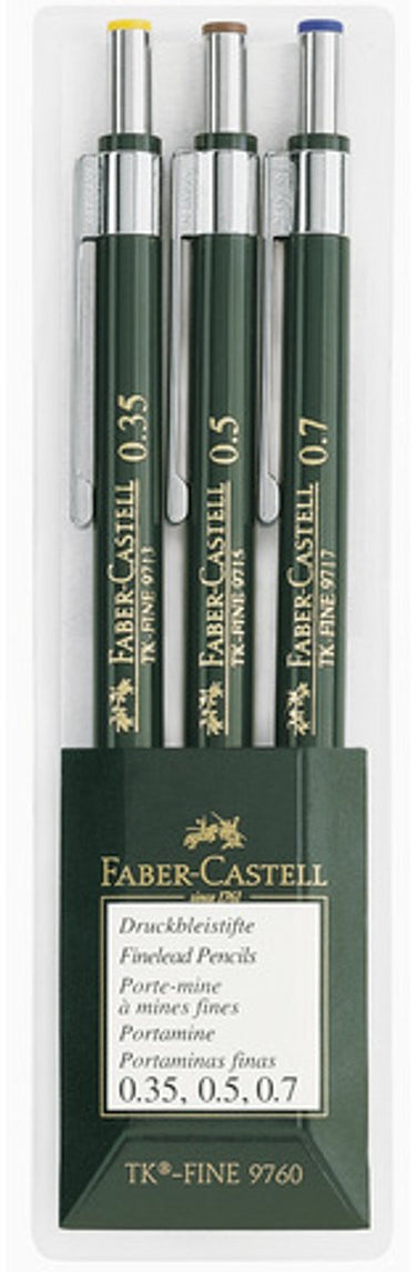 Faber-castell vulpotlood - tk-fine 9760 - 3-delig set - hb - fc-136030