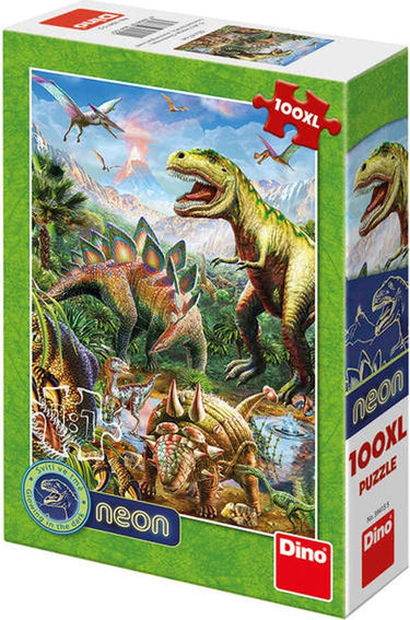 Dinotoys dino neon dinosaurus puzzel - 100 xl stukjes