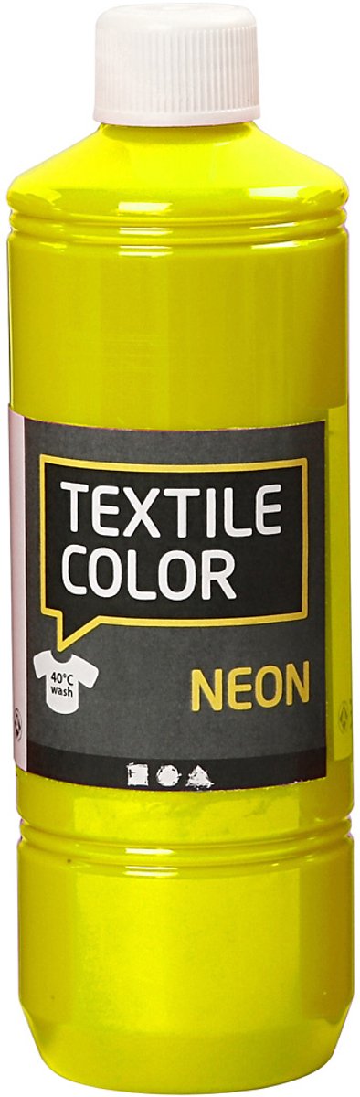 Afbeelding laden in galerijviewer, Creotime textile color semi-dekkende textielverf - neon geel, 500ml
