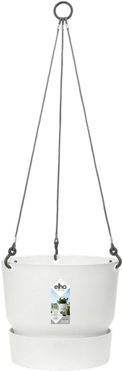 Elho greenville hangschaal 24 - hangpot voor buiten - 100% gerecycled plastic - ø 23.5 x h 20.5 cm - wit