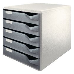 Leitz ladenkastje 5280 89 5 laden 28,5 x 35,5 x 39 cm grijs grijs