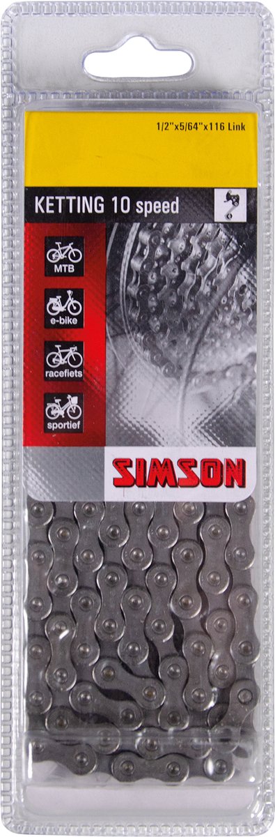 Load image into Gallery viewer, Simson Ketting Derailleur 10 - fietsketting 10-speed, anti-roest coating, 116 schakels, 1 2 X5 64
