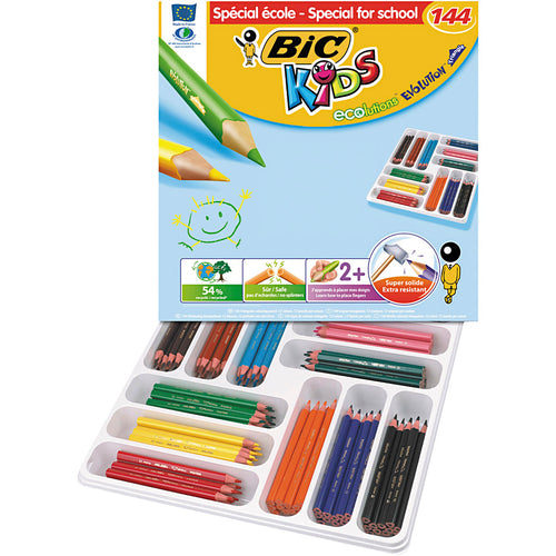 Bic eco evolution kleurpotloden, vulling 5 mm, diverse kleuren, 12 stuk 1 doos