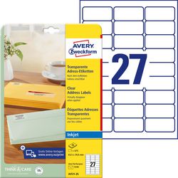 Inkjet adresetiketten avery 250 675 transparant