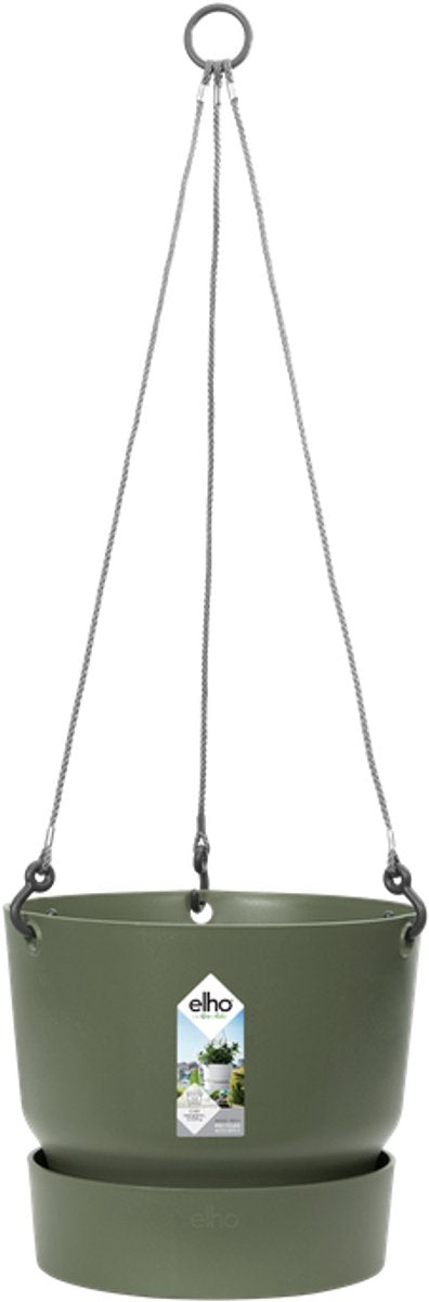 Elho greenville hangschaal 24 - hangpot voor buiten - 100% gerecycled plastic - ø 23.5 x h 20.5 cm - blad groen