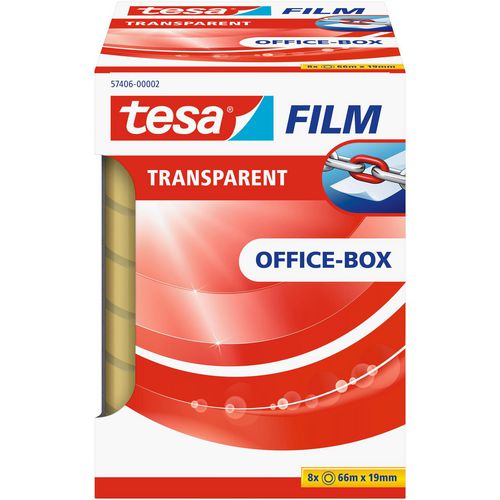 Tesa tape film 19mmx66m transparant 8 stuks
