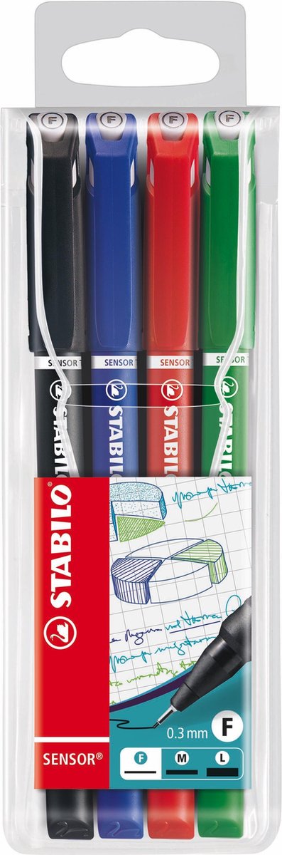 Load image into Gallery viewer, Stabilo sensor - fineliner 0.3 mm - set met 4 stuks
