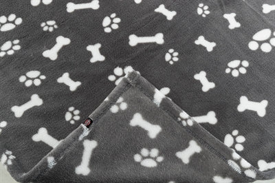 Afbeelding laden in galerijviewer, Trixie hondendeken kenny fleece bot pootjes grijs

