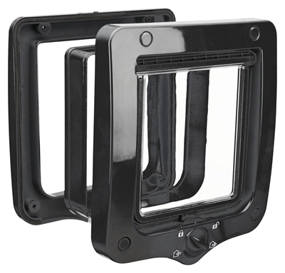 Load image into Gallery viewer, Trixie 4-weg kattenluik inclusief tunnelstuk zwart
