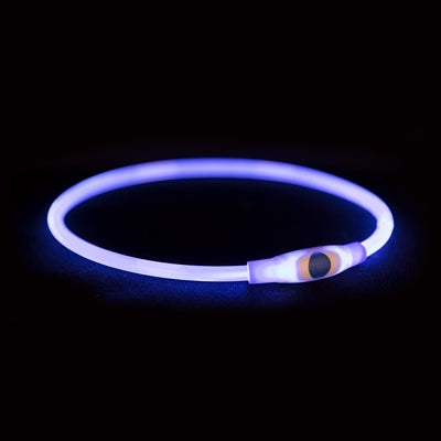 Trixie lichtgevende halsband usb flash light oplaadbaar tpu blauw
