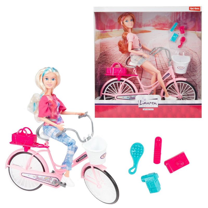 Load image into Gallery viewer, Toi-toys toi toys lauren tienerpop op fiets
