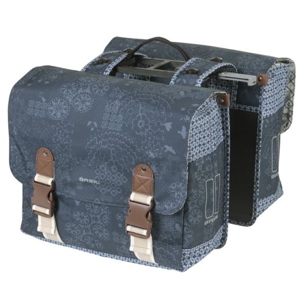 Load image into Gallery viewer, Basil dubbele fietstas bohème mik 35 liter - indigo blauw
