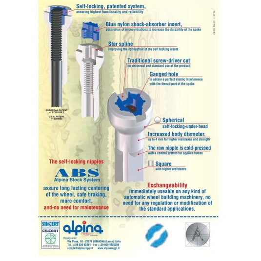 Alpina Spaaknippel met ronde kop 14G 15.0mm 4 Fg 2.3 ABS messing zilver (144 stuks)