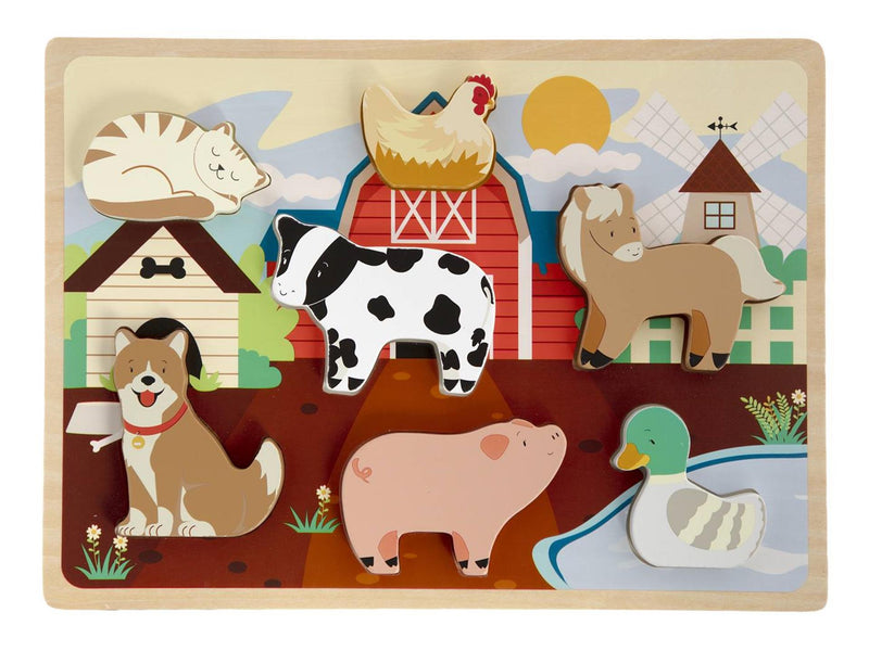 Load image into Gallery viewer, Moxy houten puzzel 3d 29x21cm boederij wilde dieren 2 assorti
