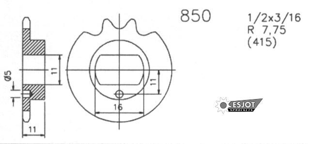 Load image into Gallery viewer, Esjot aandrijfrondsel 0850 sprocket 415 11z standard
