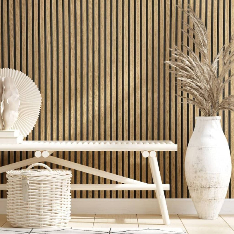 Load image into Gallery viewer, Noordwand behang botanica wooden slats bruin en eikenkleurig
