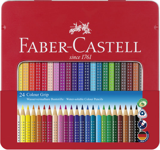 Faber castell fc-112423 kleurpotlood faber-castell grip metalen etui a 24 stuks
