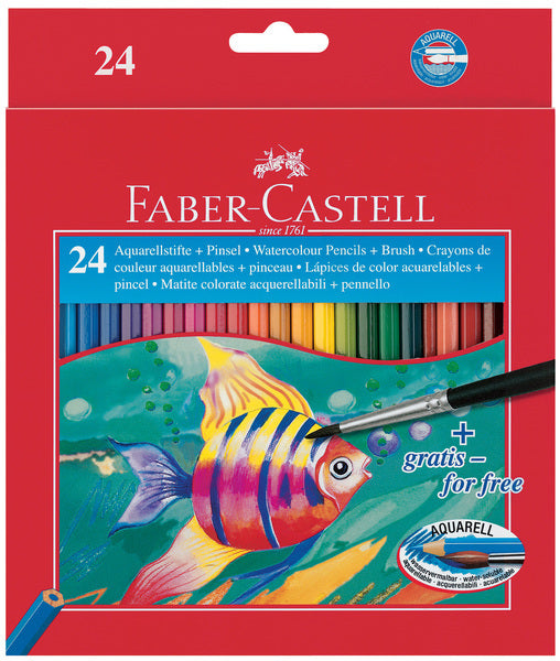 Faber castell fc-114425 aquarelpotlood faber-castell etui a 24 stuks + penseel