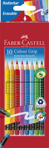 Faber castell fc-116613 kleurpotlood faber-castell grip 2001 uitgumbaar etui à 10 stuks