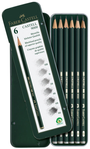 Faber-castell grafietpotloden - serie 9000 - bliketui hb - b - 2b - 4b - 6b - 8b - fc-119063
