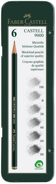Faber-castell grafietpotloden - serie 9000 - bliketui hb - b - 2b - 4b - 6b - 8b - fc-119063