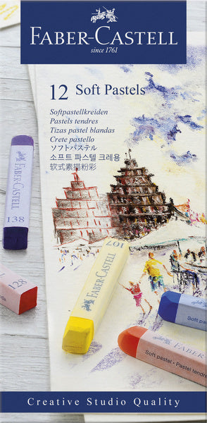 Faber-castell pastelkrijt - creative studio - softpastel - 12 stuks - assorti kleuren - fc-128312
