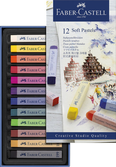 Faber-castell pastelkrijt - creative studio - softpastel - 12 stuks - assorti kleuren - fc-128312