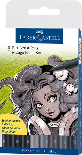Faber-castell tekenstift - pitt artist pen - manga - basic - 8-delig - fc-167107