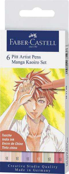 Faber-castell brushpen - tekenstift - pitt artist pen - 6-delig - manga kaoiro - fc-167168