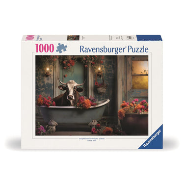 Ravensburger puzzel the cow in the bathtub - legpuzzel - 1000 stukjes