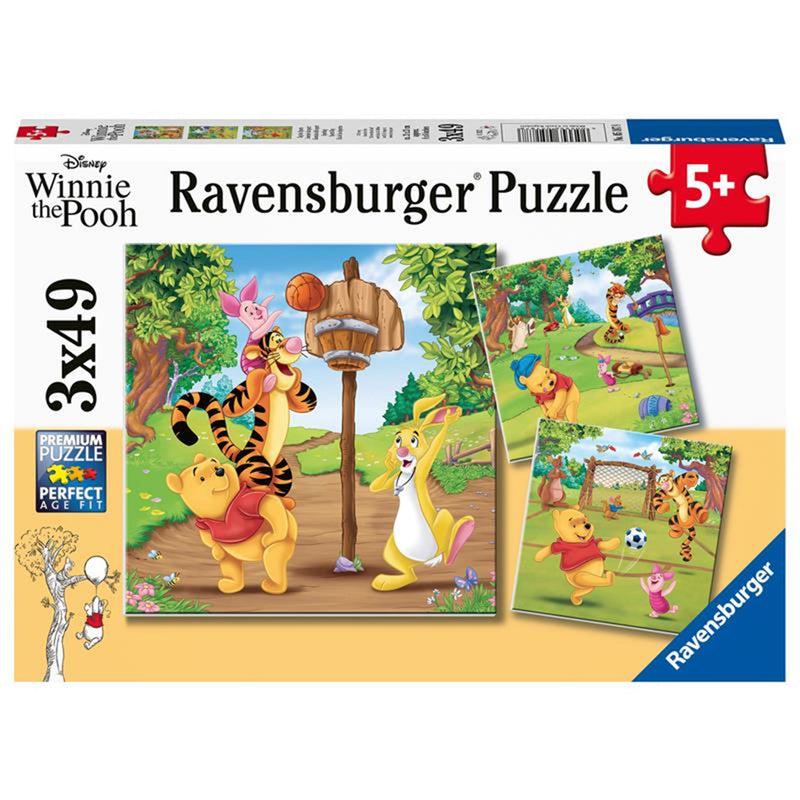 Load image into Gallery viewer, Ravensburger puzzel disney winnie the pooh sportdag - 3x49 stukjes - kinderpuzzel
