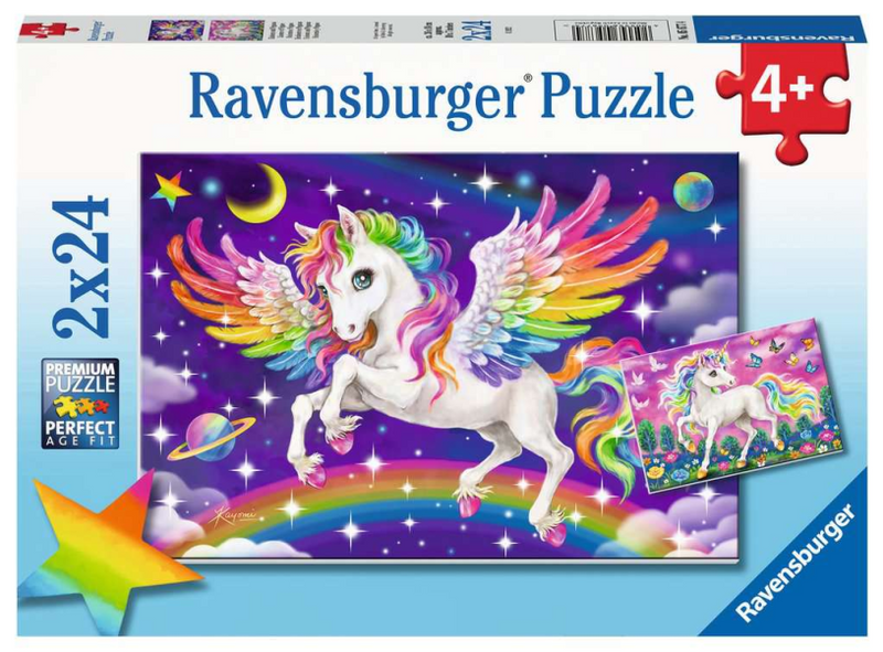 Load image into Gallery viewer, Ravensburger puzzel unicorn and pegasus - legpuzzel - 2x24 stukjes
