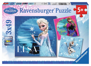 Ravensburger puzzel disney frozen elsa, anna olaf - 3x49 stukjes - kinderpuzzel