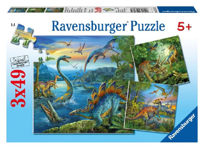 Load image into Gallery viewer, Ravensburger dinosauriërs puzzelset | 3 x 49 stukjes
