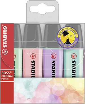Stabilo boss pastel etui 4 stuks