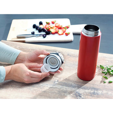 Leifheit thermosbeker flip - 600 ml - rvs - rood