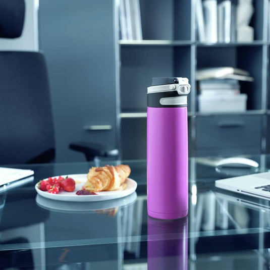 Leifheit thermosfles flip 600 ml paars